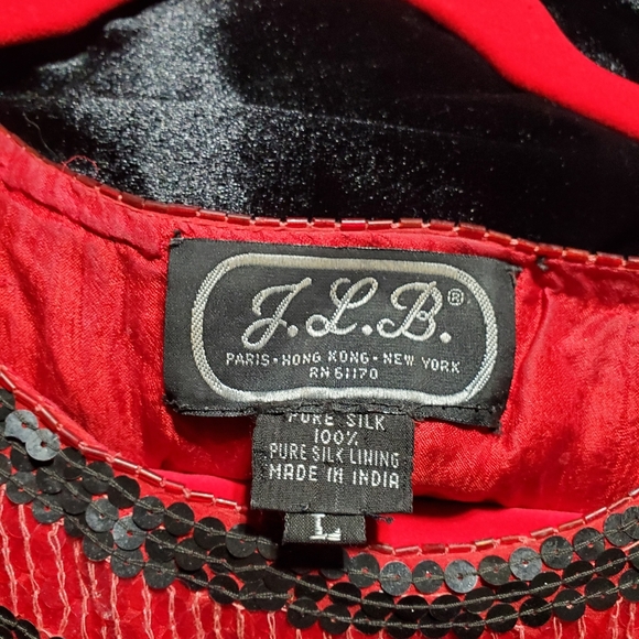 JLB Red and Black Sequin Top, L - Picture 3 of 3